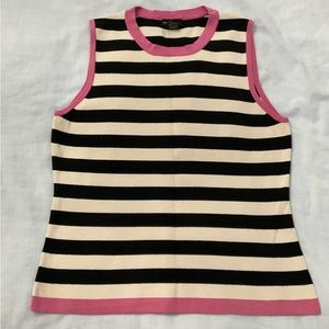 Pink trimmed back striped tank top.